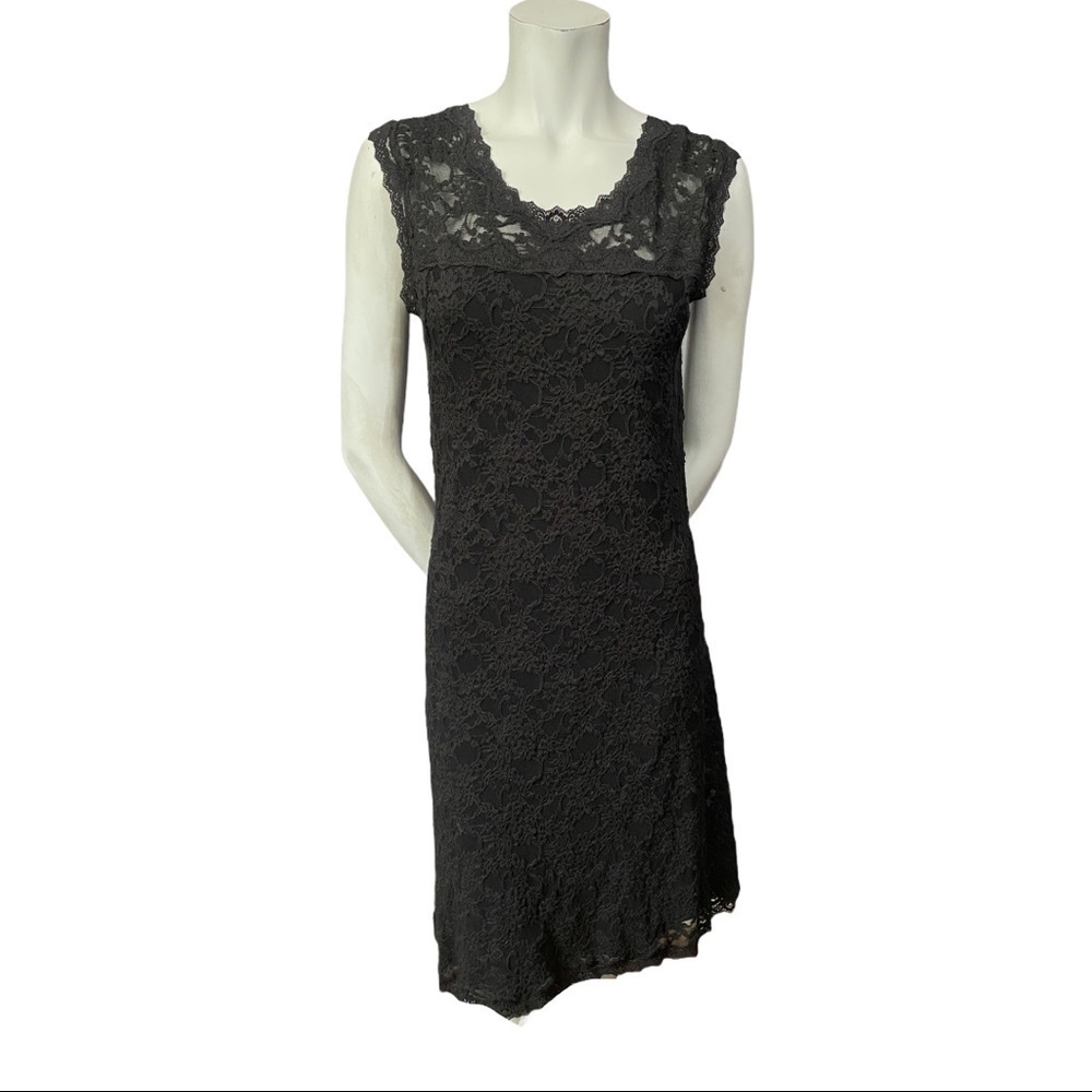NWT. Rosemunde Black Stretch Lace Dress with V Back Med